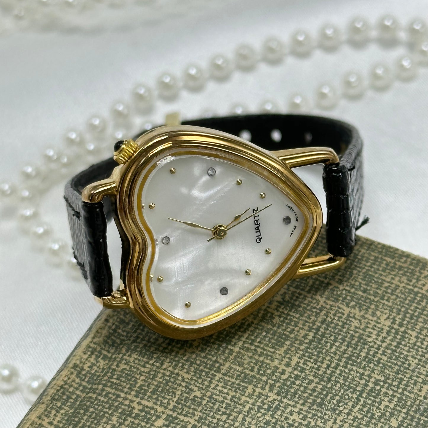 Vintage Avon Gold Heart Watch with Mother of Pearl Dial