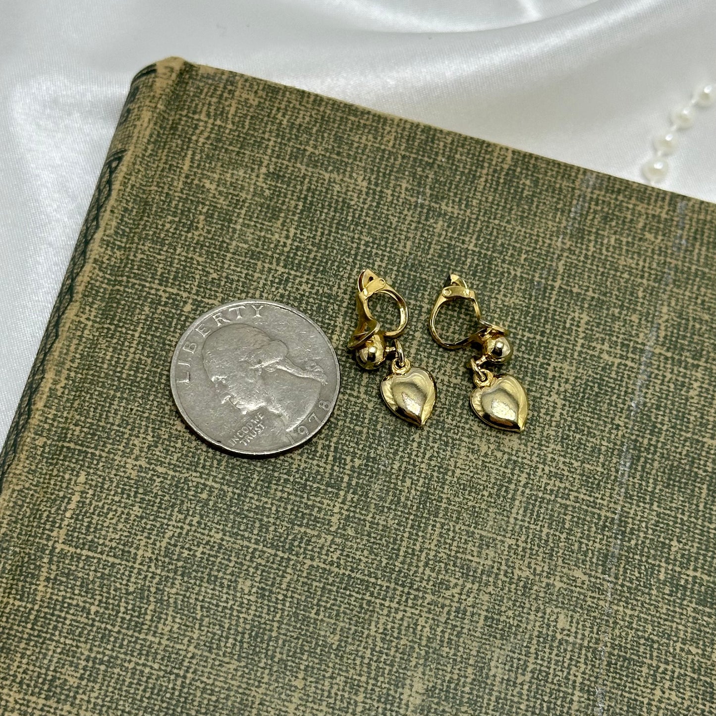 Dainty Vintage Clip On Heart Earrings