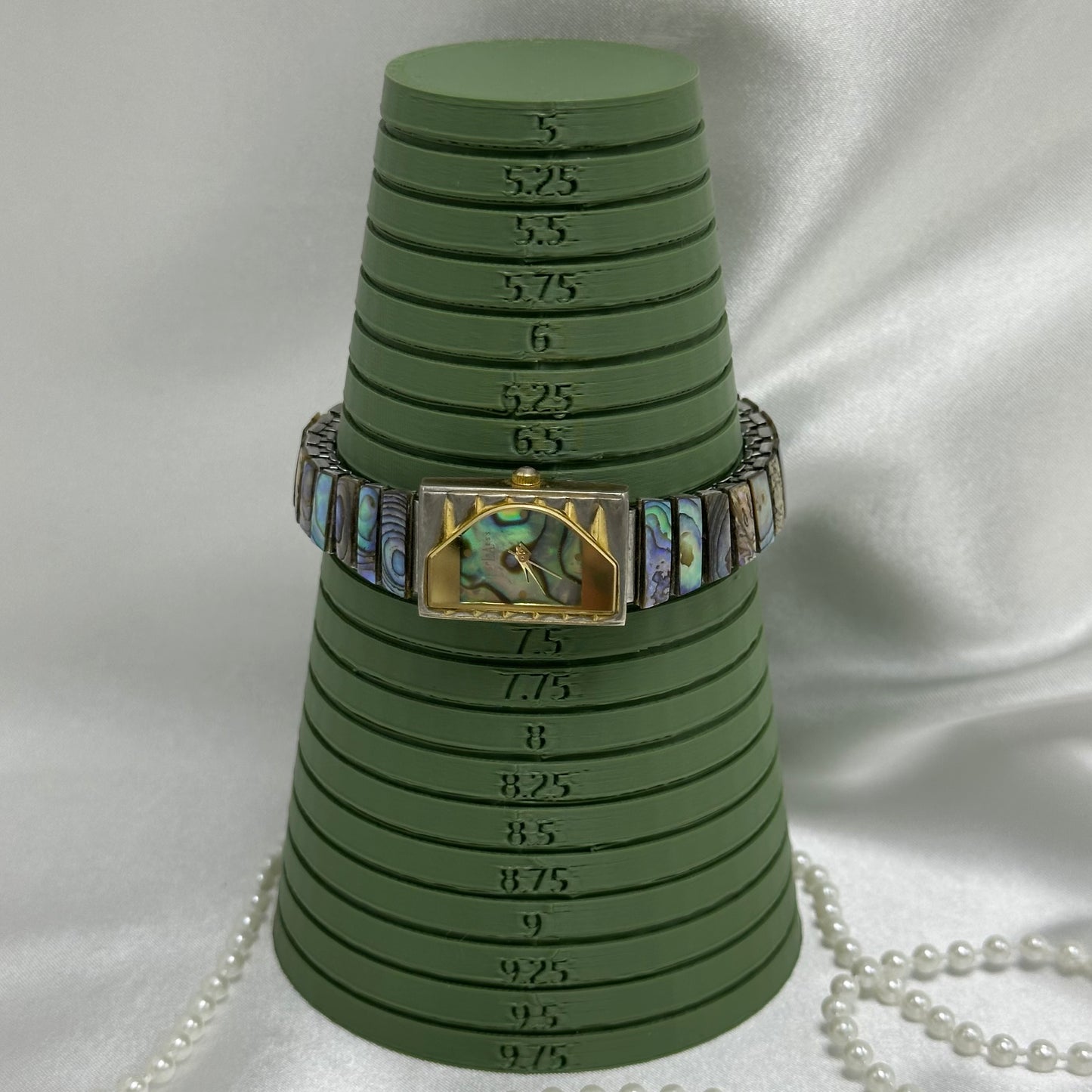 Gold Abalone Watch with Rectangular Dial
