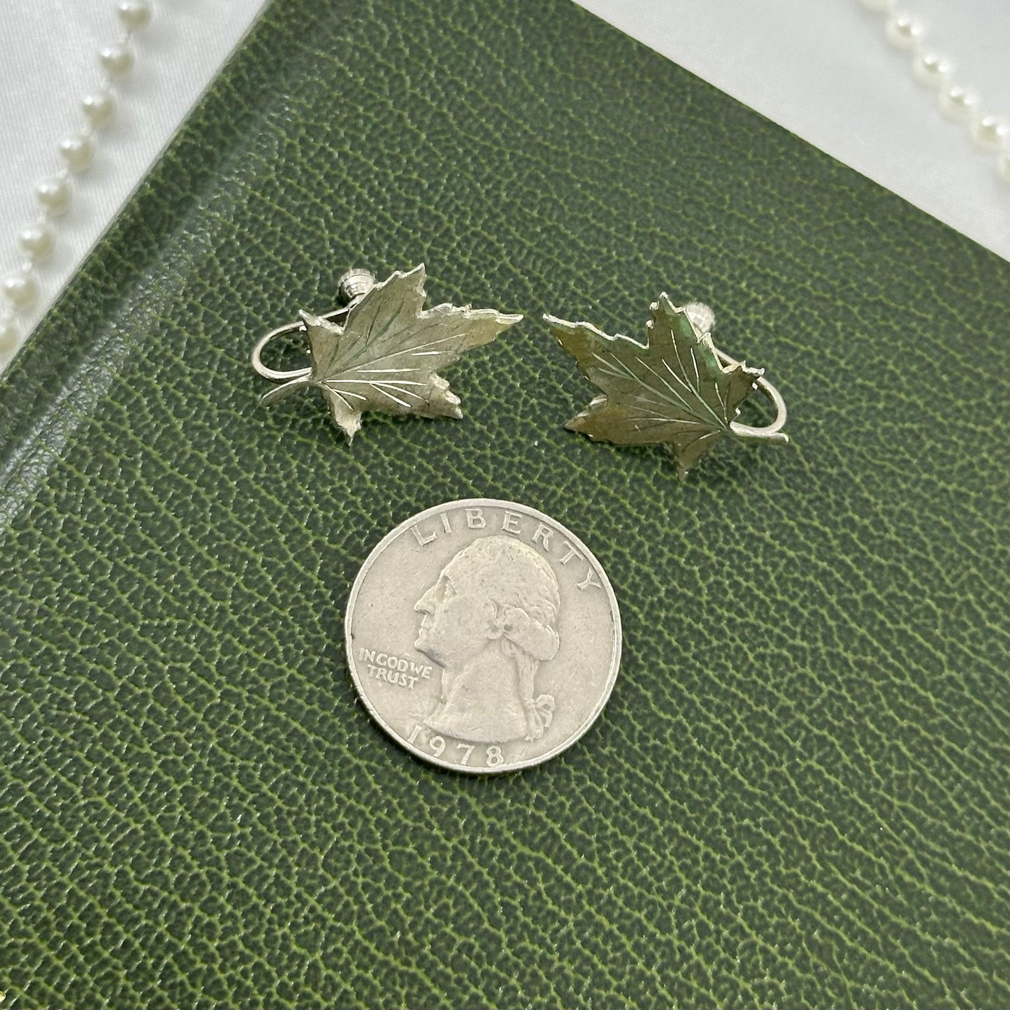 Silver Leaf Screw Back Earrings