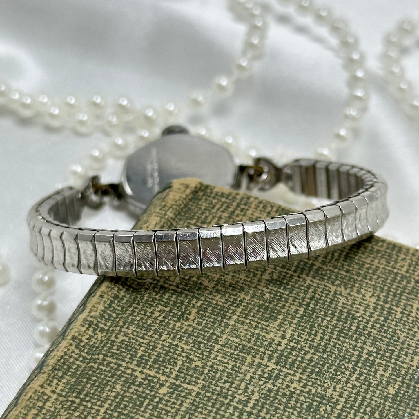 Silver Wind-Up Timex Watch with Opal Butterfly Charm