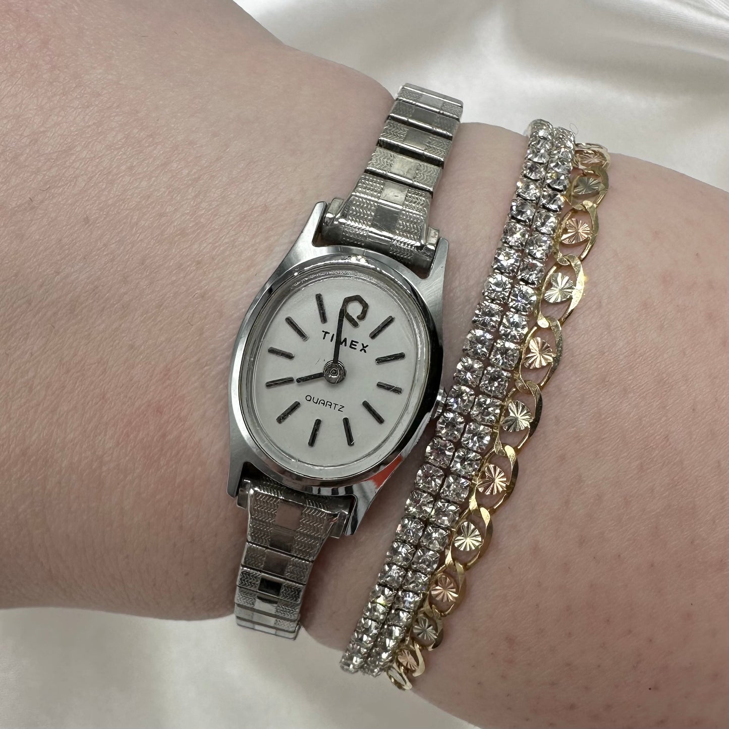 Silver Classic Timex Oval Dial Watch