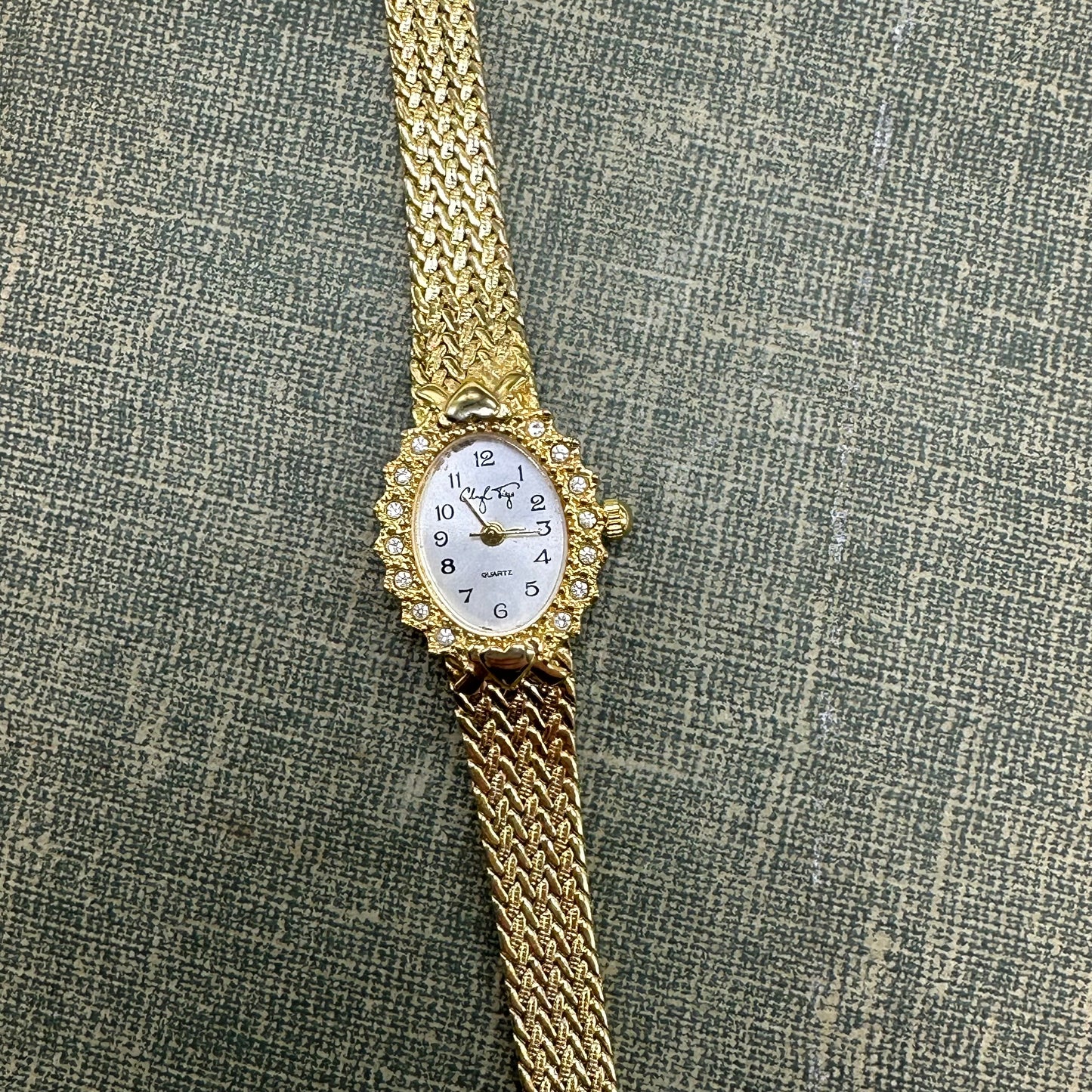 Gold Diamanté Heart Watch