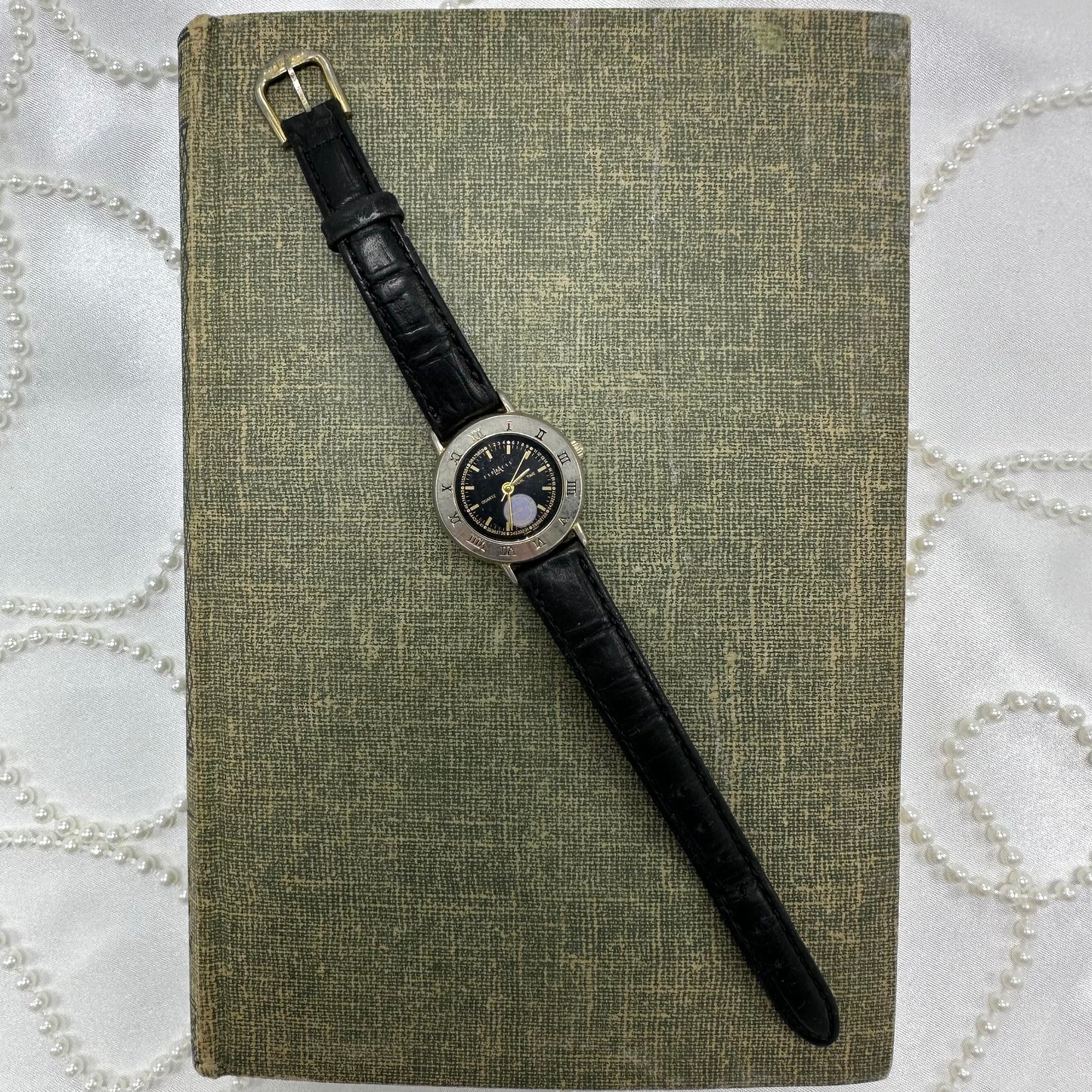 Gold and Black Dual-Timex LA Express Watch with Iridescent Dial