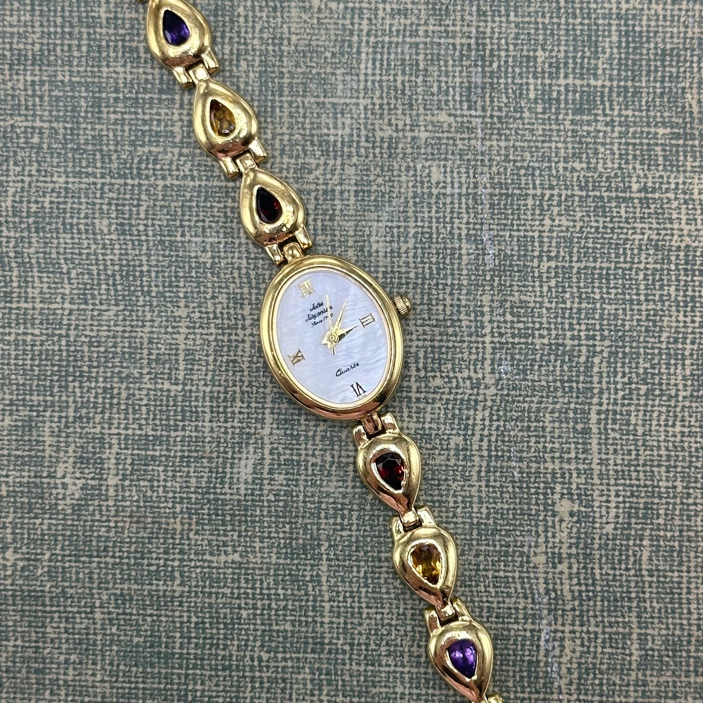 Multicolor Stone Watch with Mother of Pearl Dial
