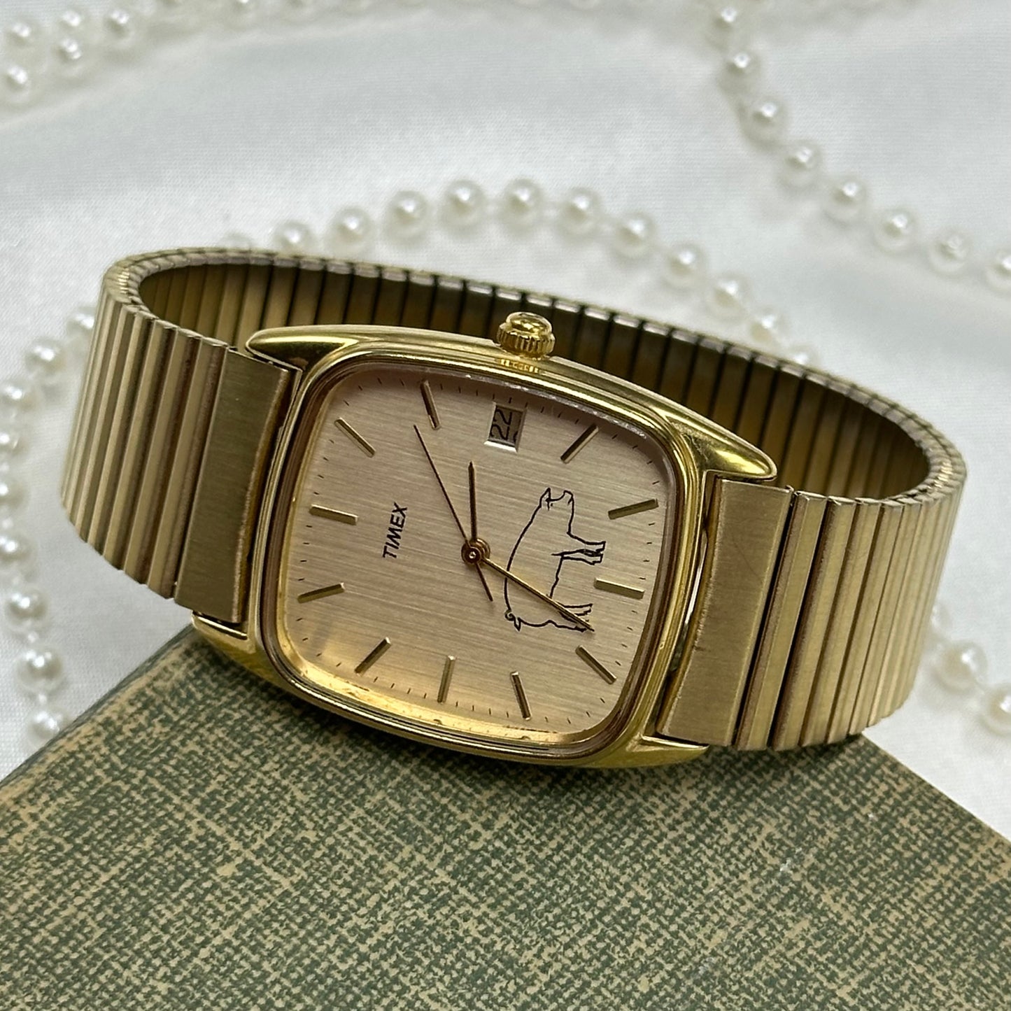 Rare Gold Timex with Pig Dial