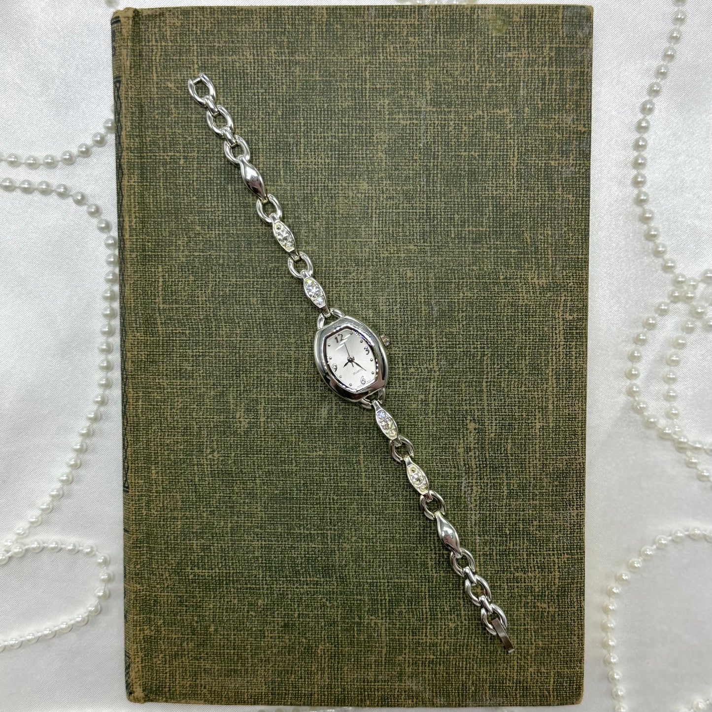 Silver Watch with Diamanté Band