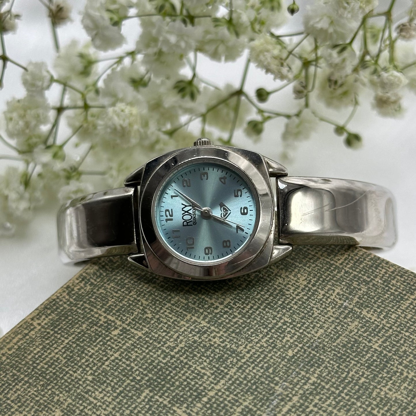 Vintage ROXY Quiksilver cuff watch with blue dial