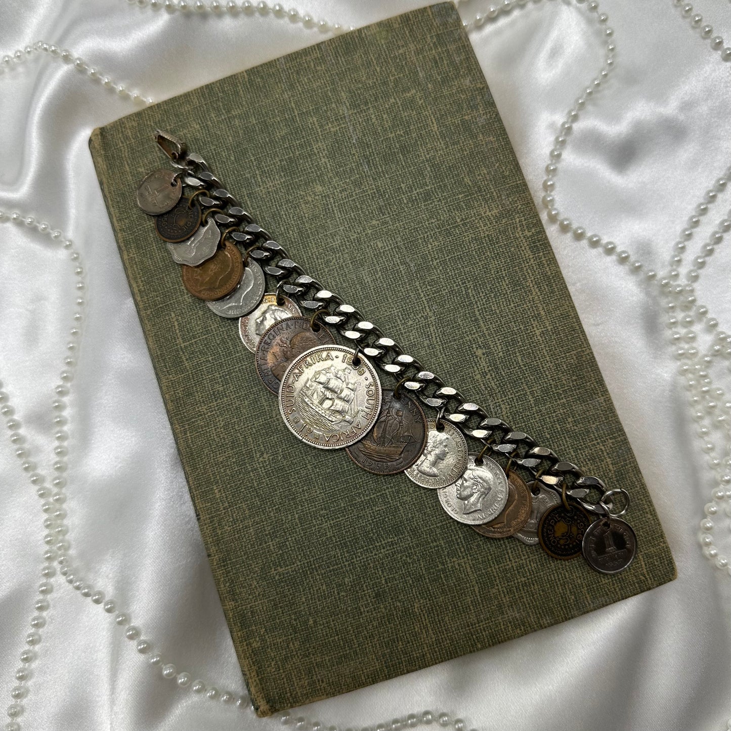 Vintage charm style coin bracelet.