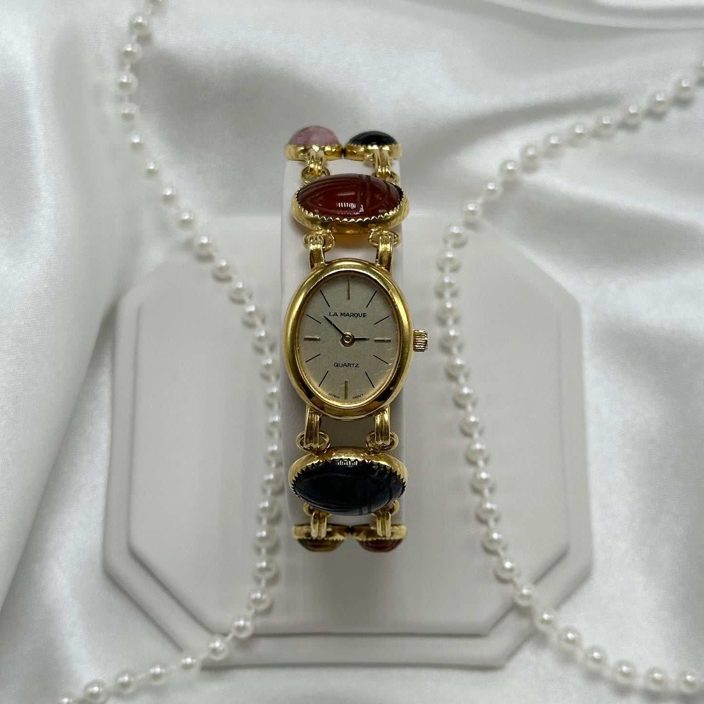 Vintage gold tone scarab watch