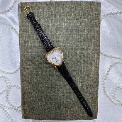 Vintage Avon Gold Heart Watch with Mother of Pearl Dial