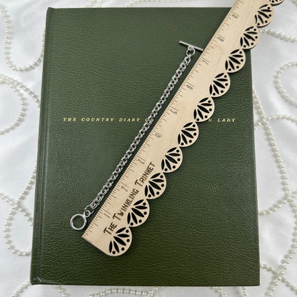 Silver-Tone Chain Bracelet with T-Bar Clasp