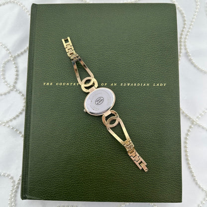 Gold Watch with Diamanté Oval Dial and Band
