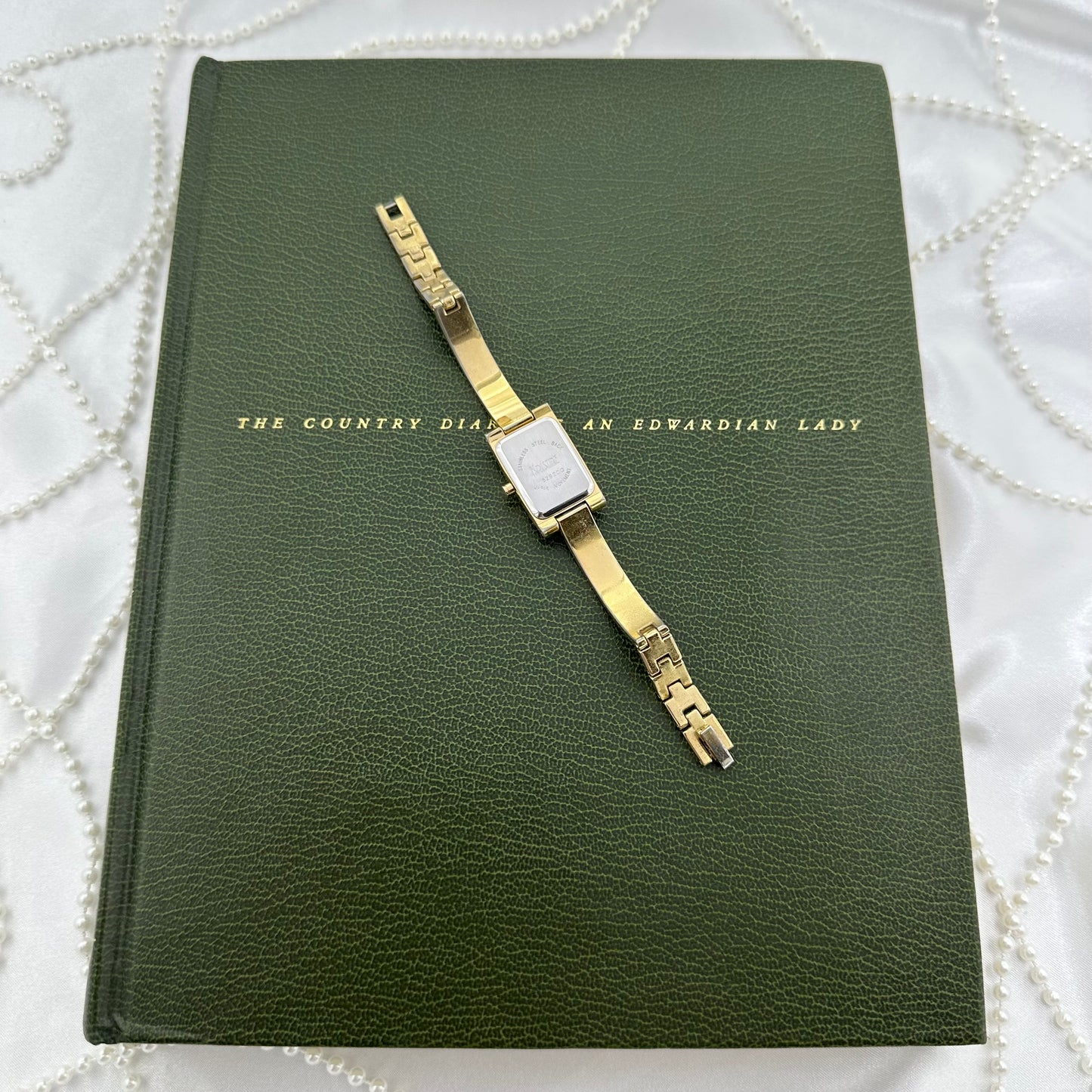 Gold Watch with Diamanté Rectangular Dial and Band
