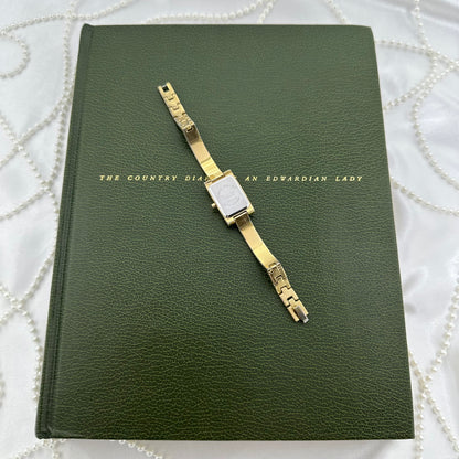 Gold Watch with Diamanté Rectangular Dial and Band