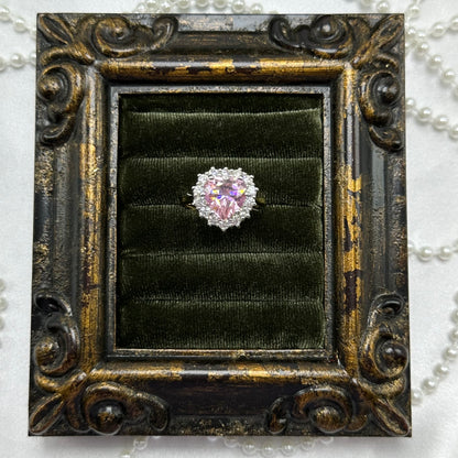 Vintage Light Pink Heart Stone Deadstock Ring 14k Gold Electroplated