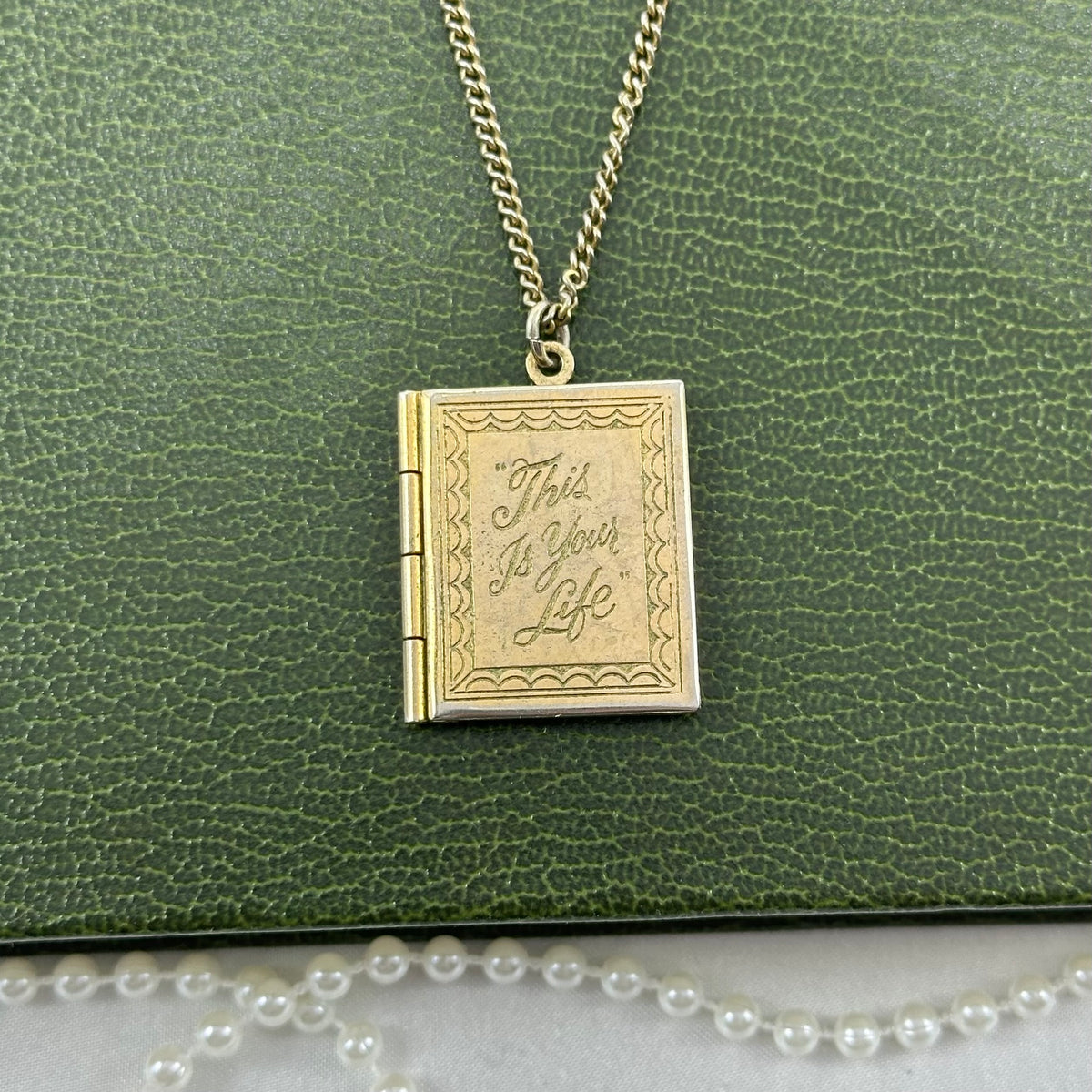 1950's Vintage Gold Book Locket - "This is Your Life"