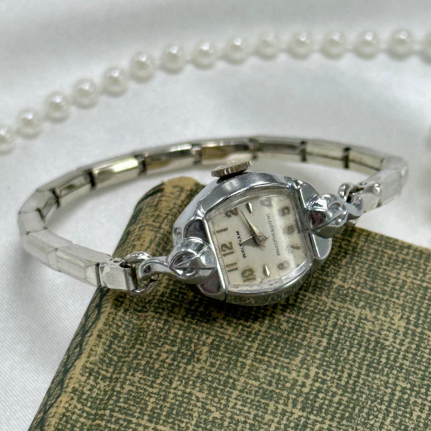 Dainty Silver Waltham Square Dial Wind-Up Watch