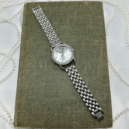 Vintage Silver Kim Rogers Watch with Round Diamanté Dial