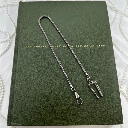 Vintage Silver Watch Chain with Pocket Watch or Fob Clip