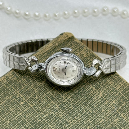 Diamanté Silver Vintage Wind-Up Timex Watch