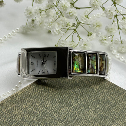 Silver Abalone Cuff Watch
