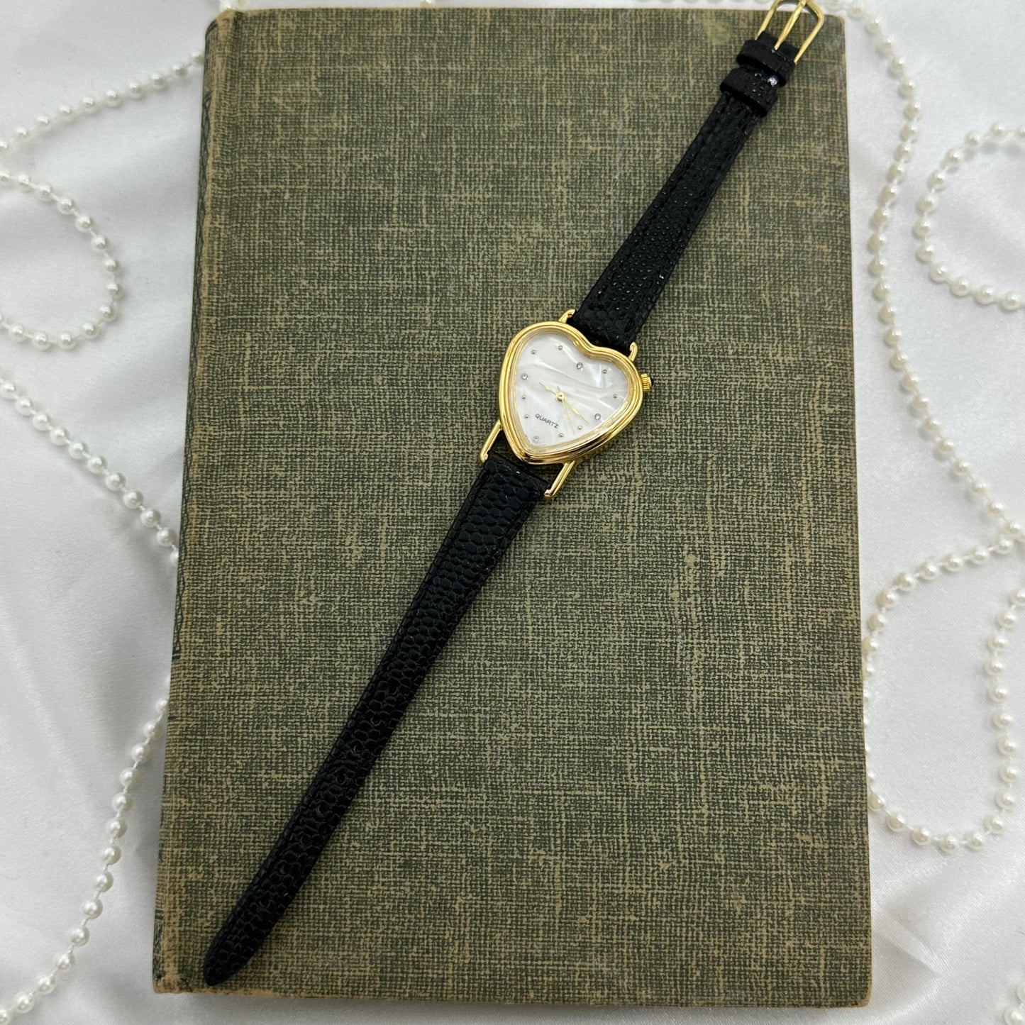 Vintage Avon Gold Heart Watch with Mother of Pearl Dial