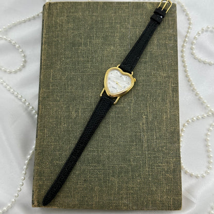 Vintage Avon Gold Heart Watch with Mother of Pearl Dial