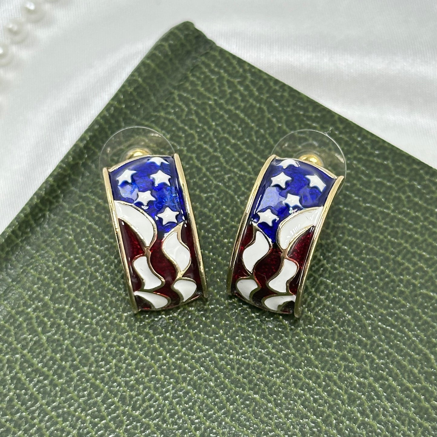 American Flag Huggie Hoop Earrings