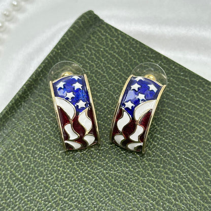 American Flag Huggie Hoop Earrings