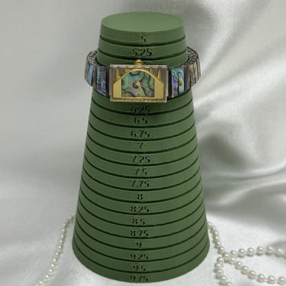 Gold Abalone Watch with Rectangular Dial