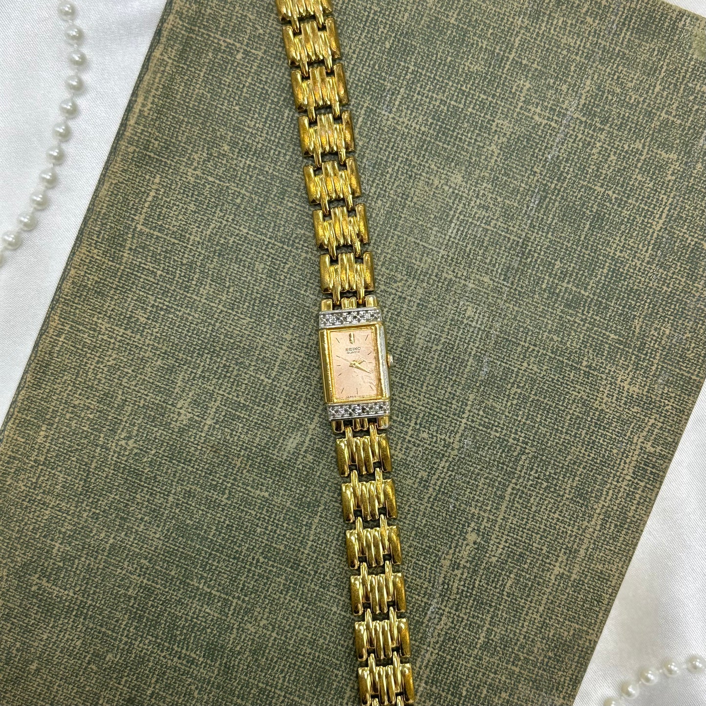 Dainty Pink Dial Diamanté Seiko Watch