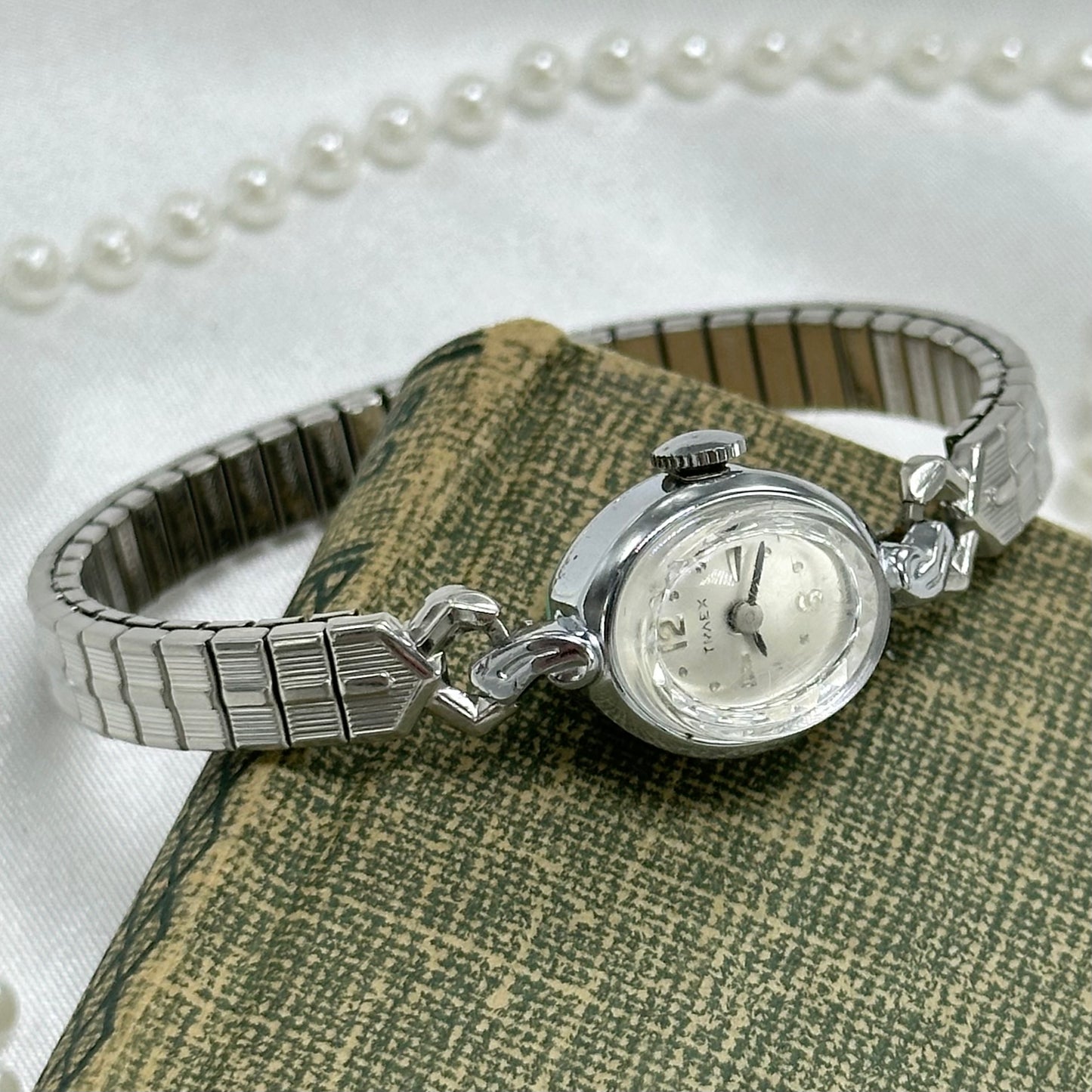 Diamanté Silver Vintage Wind-Up Timex Watch