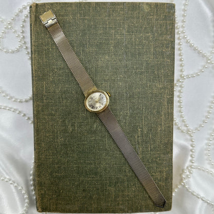 Vintage Gold Wind-Up Timex Watch with Mesh Band