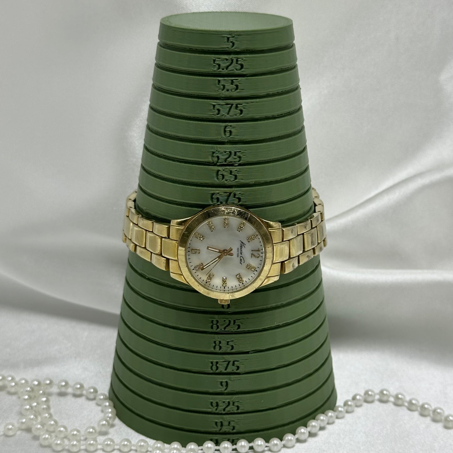 Gold Kenneth Cole Vintage Tank Watch with Mother of Pearl Dial