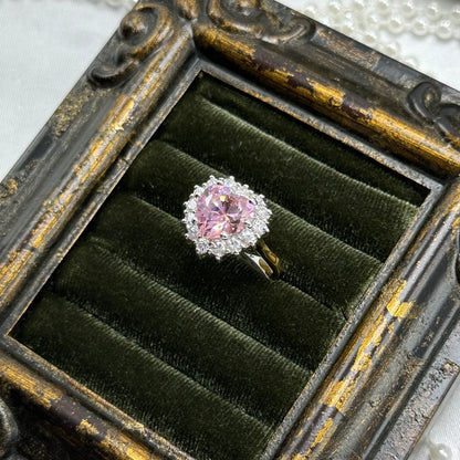 Vintage Light Pink Heart Stone Deadstock Ring 14k Gold Electroplated