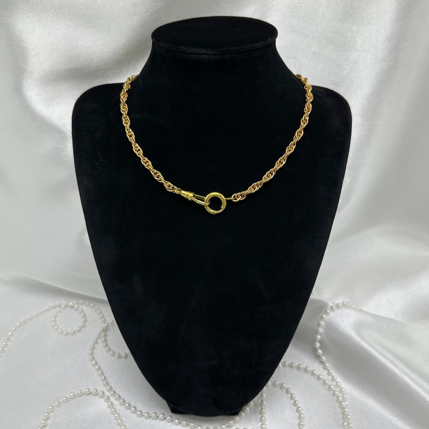 1960's Vintage Gold Twisted Metal Watch Chain with Dog Clip Clasp