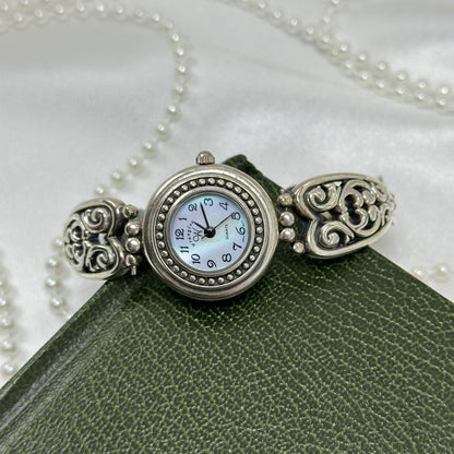 Silver Wrangler Watch with Mother of Pearl Dial and Filigree Band