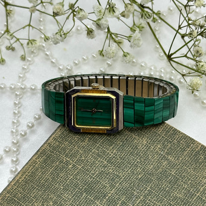 Green and Gold Malachite Watch