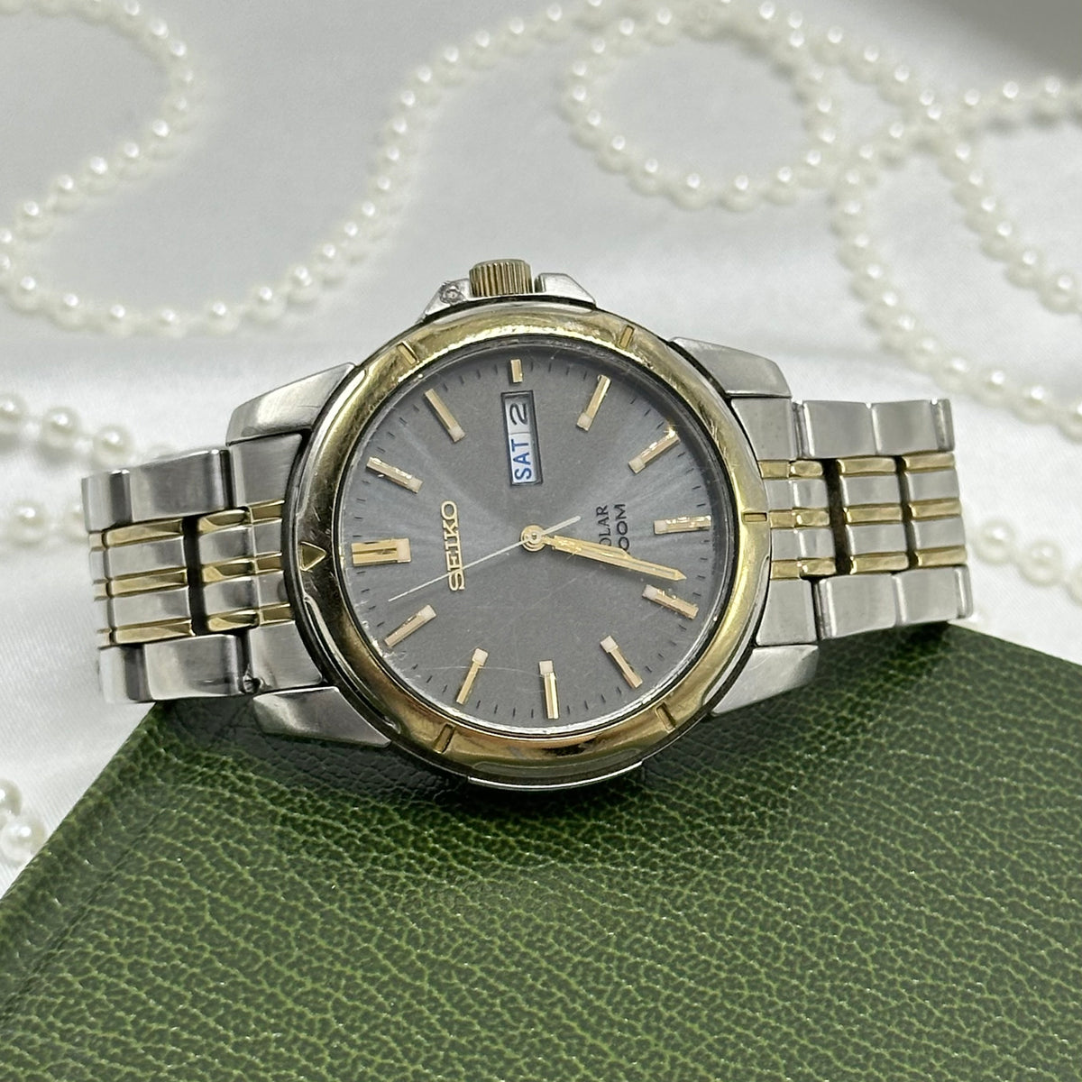 Seiko Men's Solar Two-Tone Tank Watch