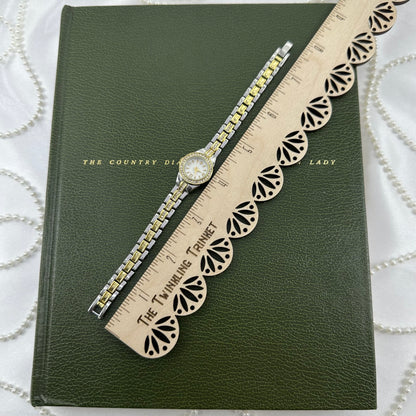 Two-Tone Dainty Diamanté Round Dial Watch