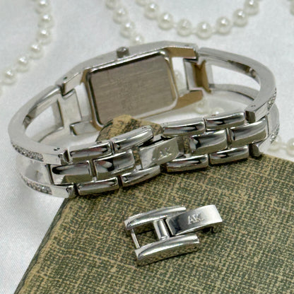 Silver Diamanté Anne Klein Cuff Watch