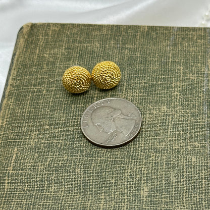 Classic Vintage Gold Rope Button Earrings