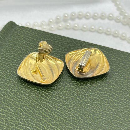 Chunky Gold Vintage Clip On Earrings