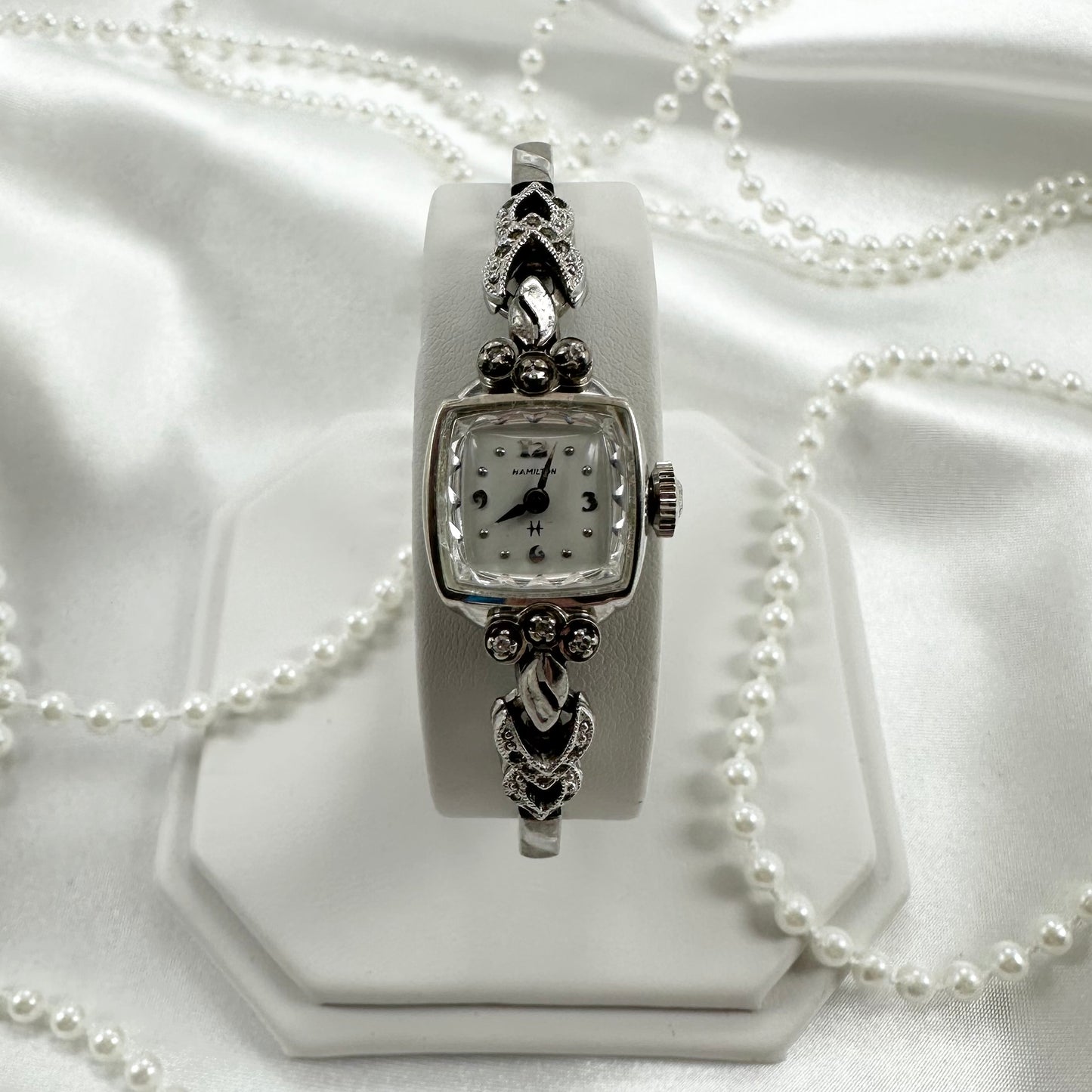 10k RGP Silver 1960’s Hamilton Diamanté Wind-Up Watch