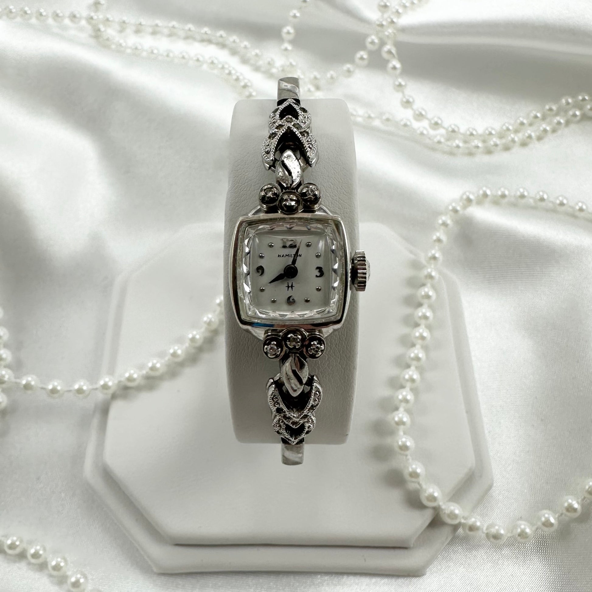 10k RGP Silver 1960’s Hamilton Diamanté Wind-Up Watch