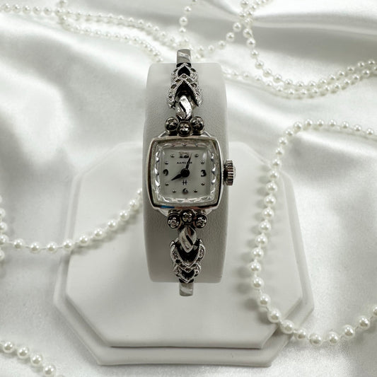 10k RGP Silver 1960’s Hamilton Diamanté Wind-Up Watch