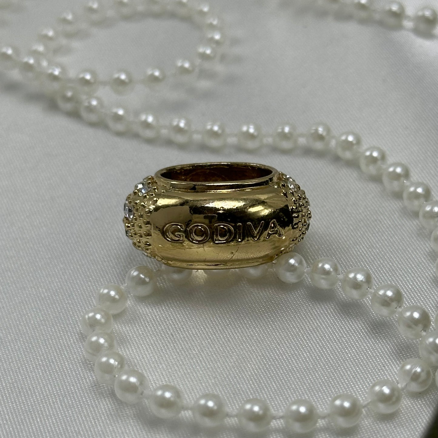 Vintage Gold Godiva Pave Crystal Slide Charm