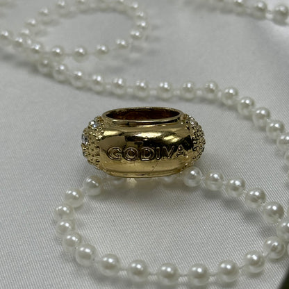 Vintage Gold Godiva Pave Crystal Slide Charm
