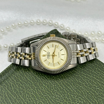 1990's Waltham Prestige Two-Tone Tank Watch with Champagne Dial